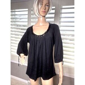 AUGUST SILK Large Top Knit 3/4 Sleeve Rayon Stretchy SIZE LARGE